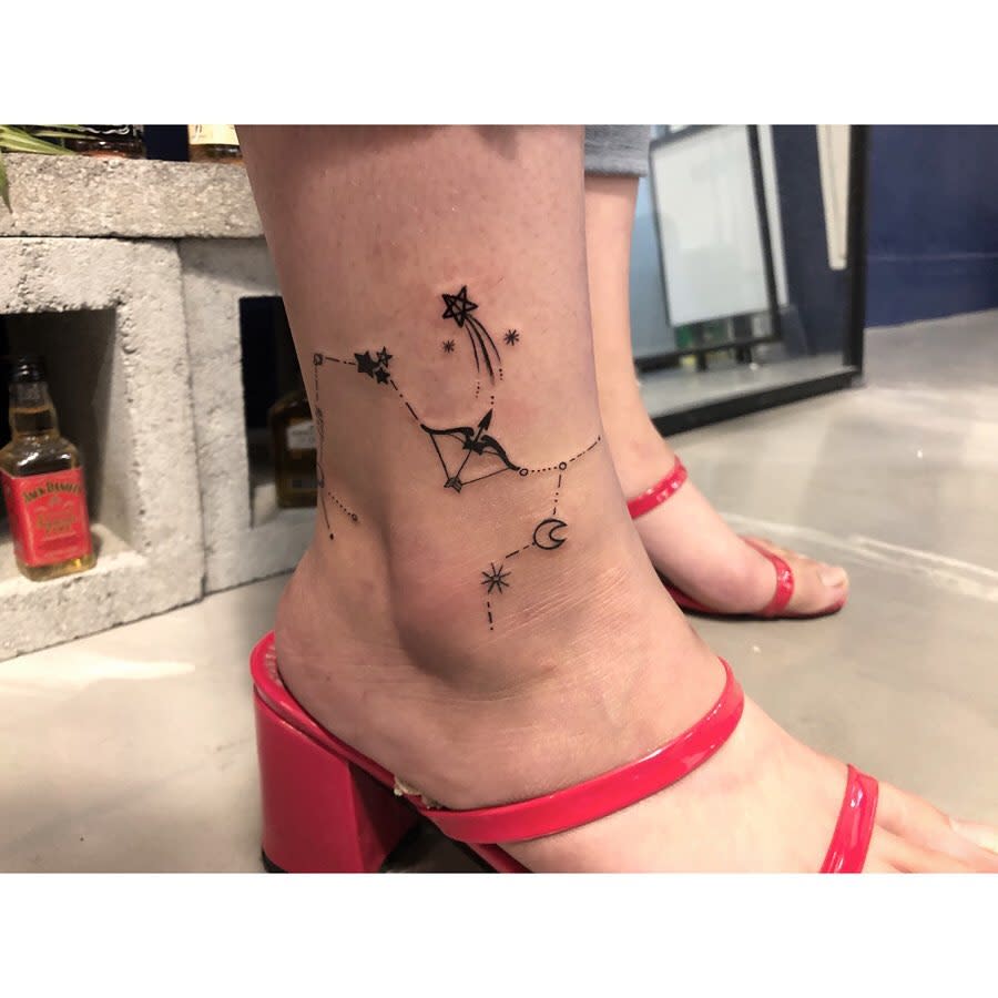 Ankle Sagittarius Constellation Tattoo -tattooist_cano